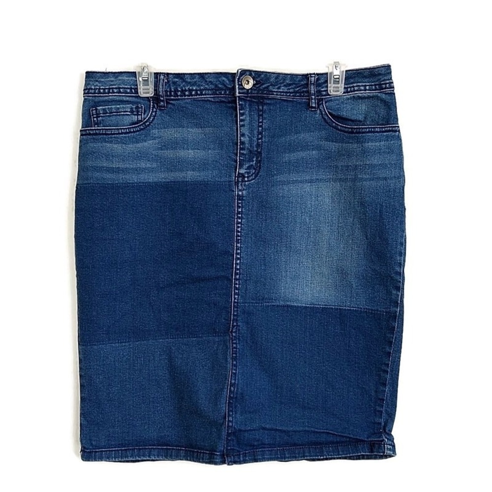Cato Skirt Womens 14 Blue Patchwork Knee Length Pencil Modest